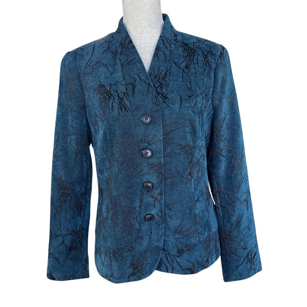 Coldwater Creek Jacquard Blazer Jacket Medium 10 12 Textured Embroidered